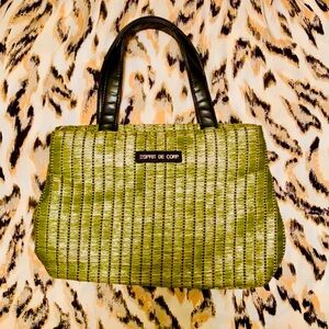 Vintage Esprit green straw handbag